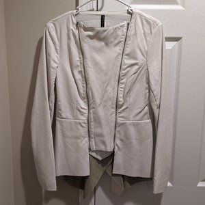 W118 Walter Baker Faux White Leather Convertible Jacket BlazerSize S